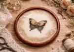 Butterfly pendant round coaster - bordered