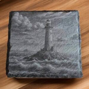 Lighthouse slate coaster