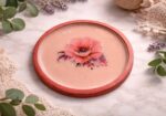 Pink Anemone coaster - bordered