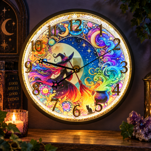 Spell of the Witch Wall Clock lit